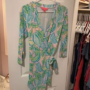 Lilly Pulitzer Karlie wrap romper in Vitamin Sea